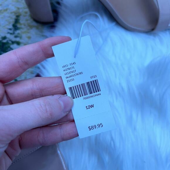 NEW $90 Lane Bryant Neutral Nude Beige Tan Ankle Strap Square Toe Heel 12W WIDE - Picture 5 of 5